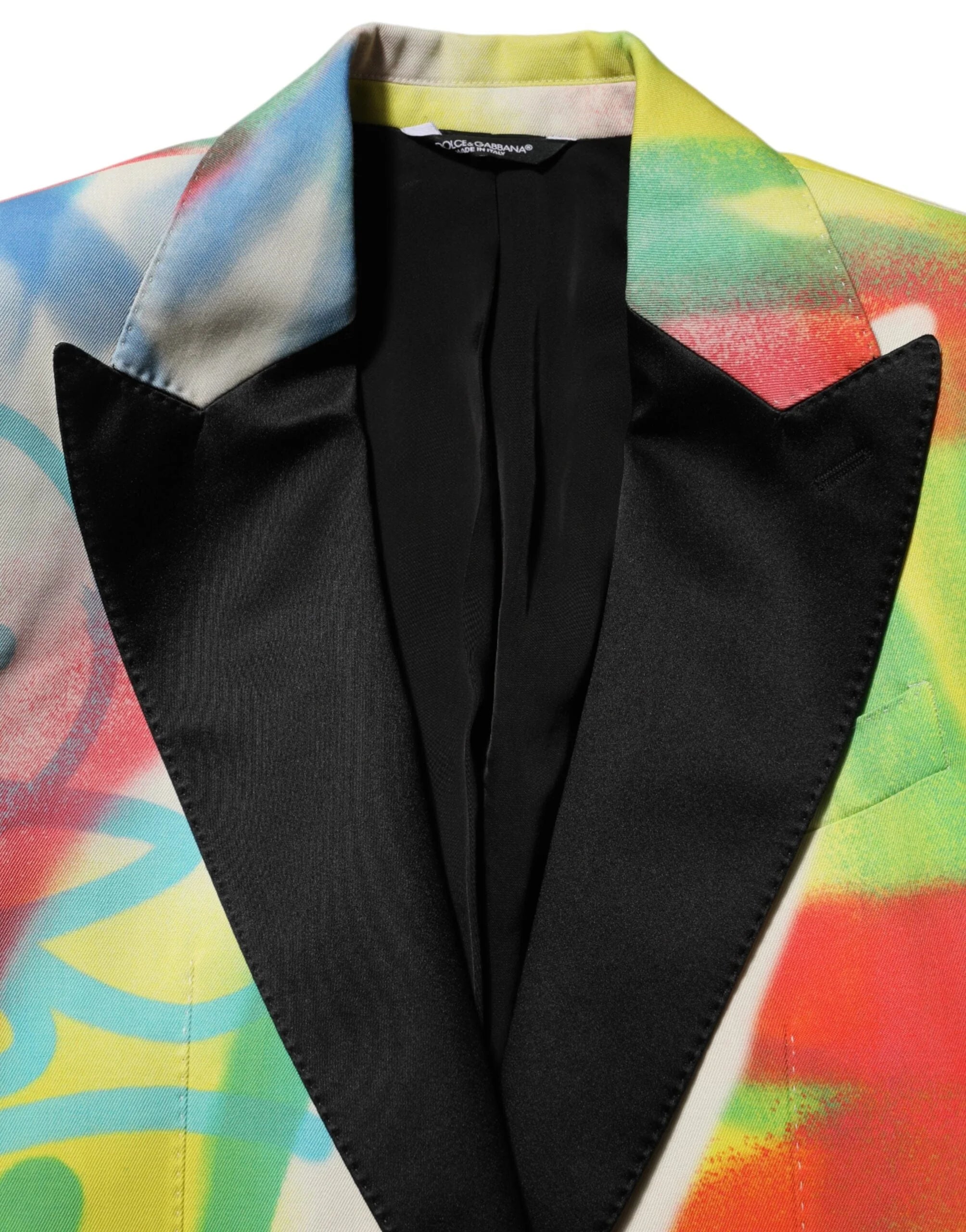 Dolce & Gabbana Multicolor Graffiti SICILIA 1 Button Men Suit Blazer - IT46 | S - Sport Jackets