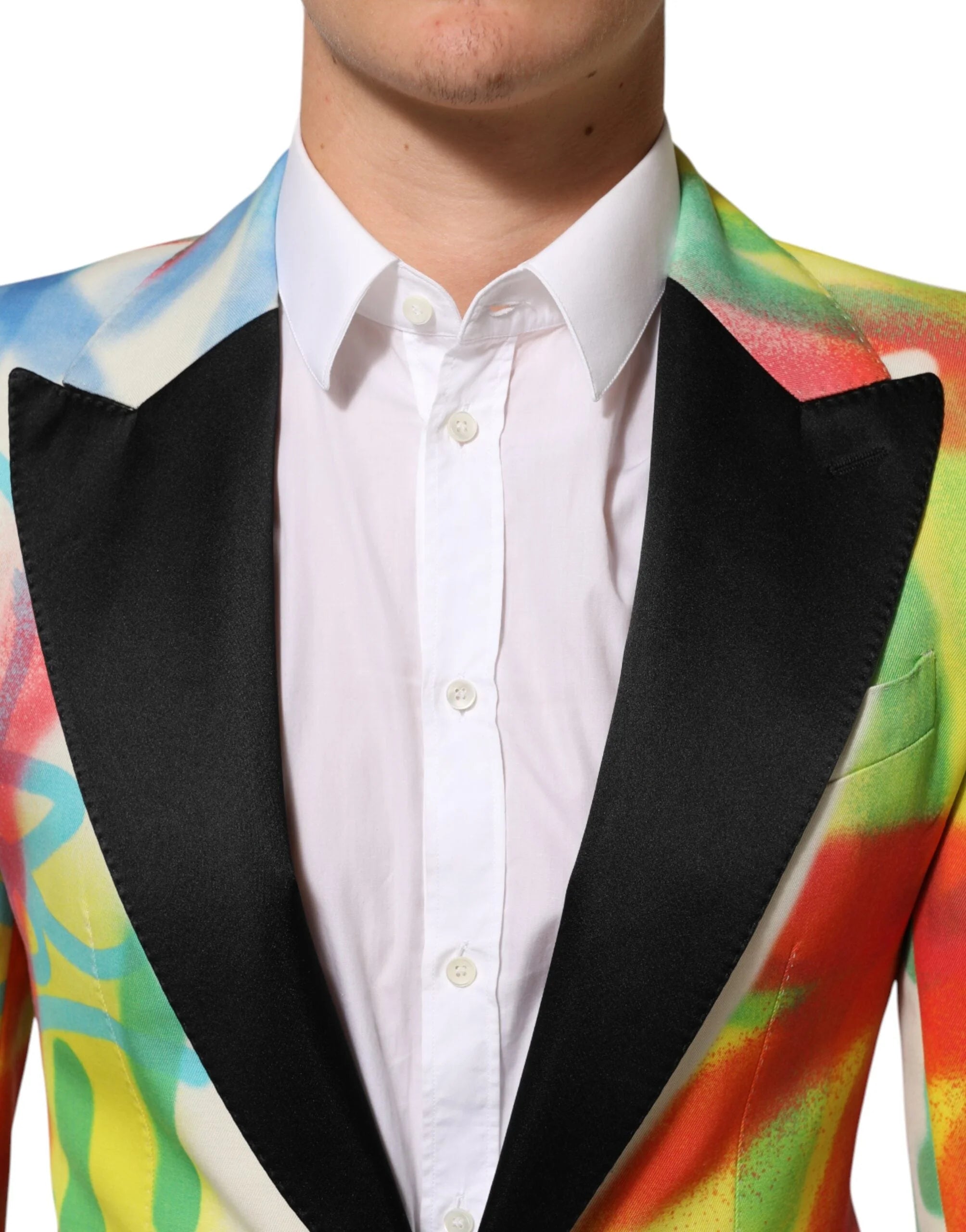 Dolce & Gabbana Multicolor Graffiti SICILIA 1 Button Men Suit Blazer - IT46 | S - Sport Jackets