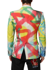 Dolce & Gabbana Multicolor Graffiti SICILIA 1 Button Men Suit Blazer - IT46 | S - Sport Jackets
