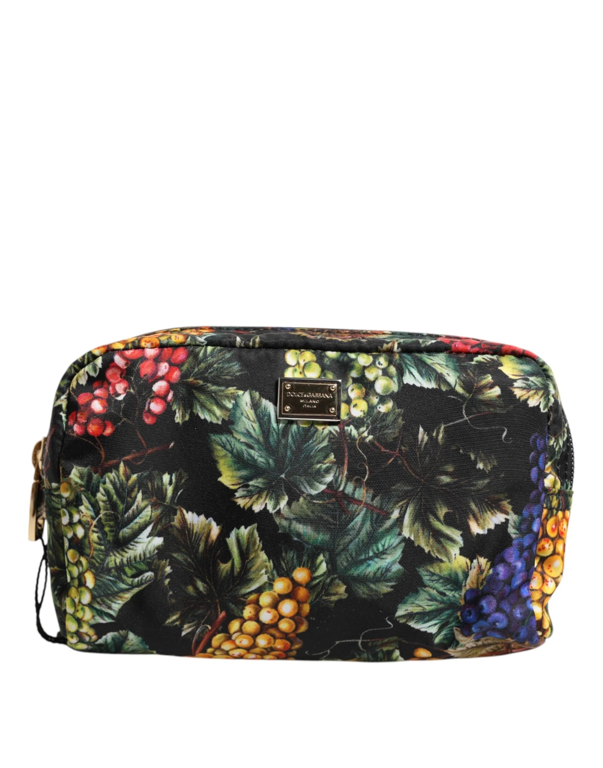 Dolce & Gabbana Multicolor Grape Print Clutch Logo Plaque Pouch Bag - Clutch Bags