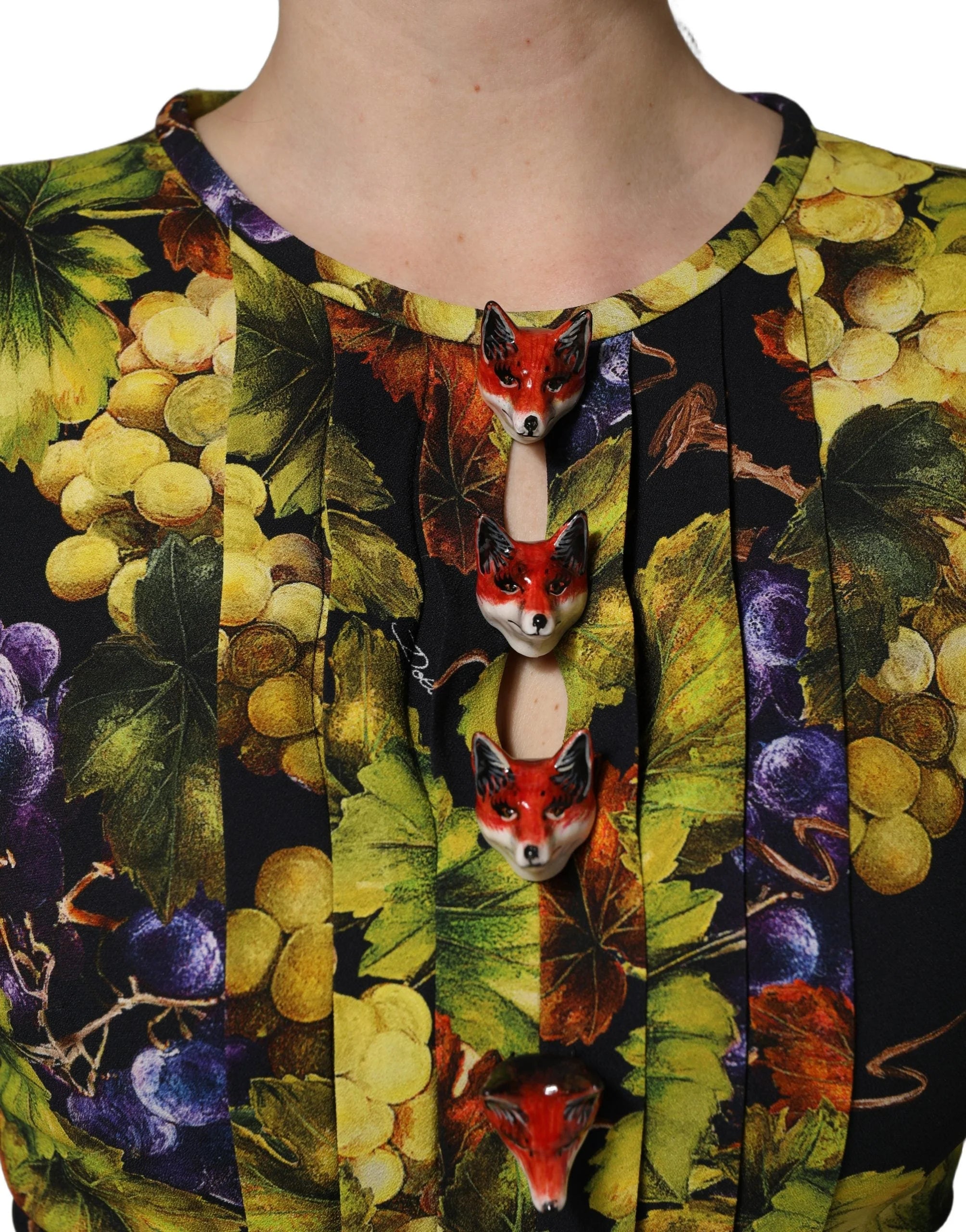 Dolce & Gabbana Multicolor Grape Print LongSleeve Midi Dress - IT38 | XS