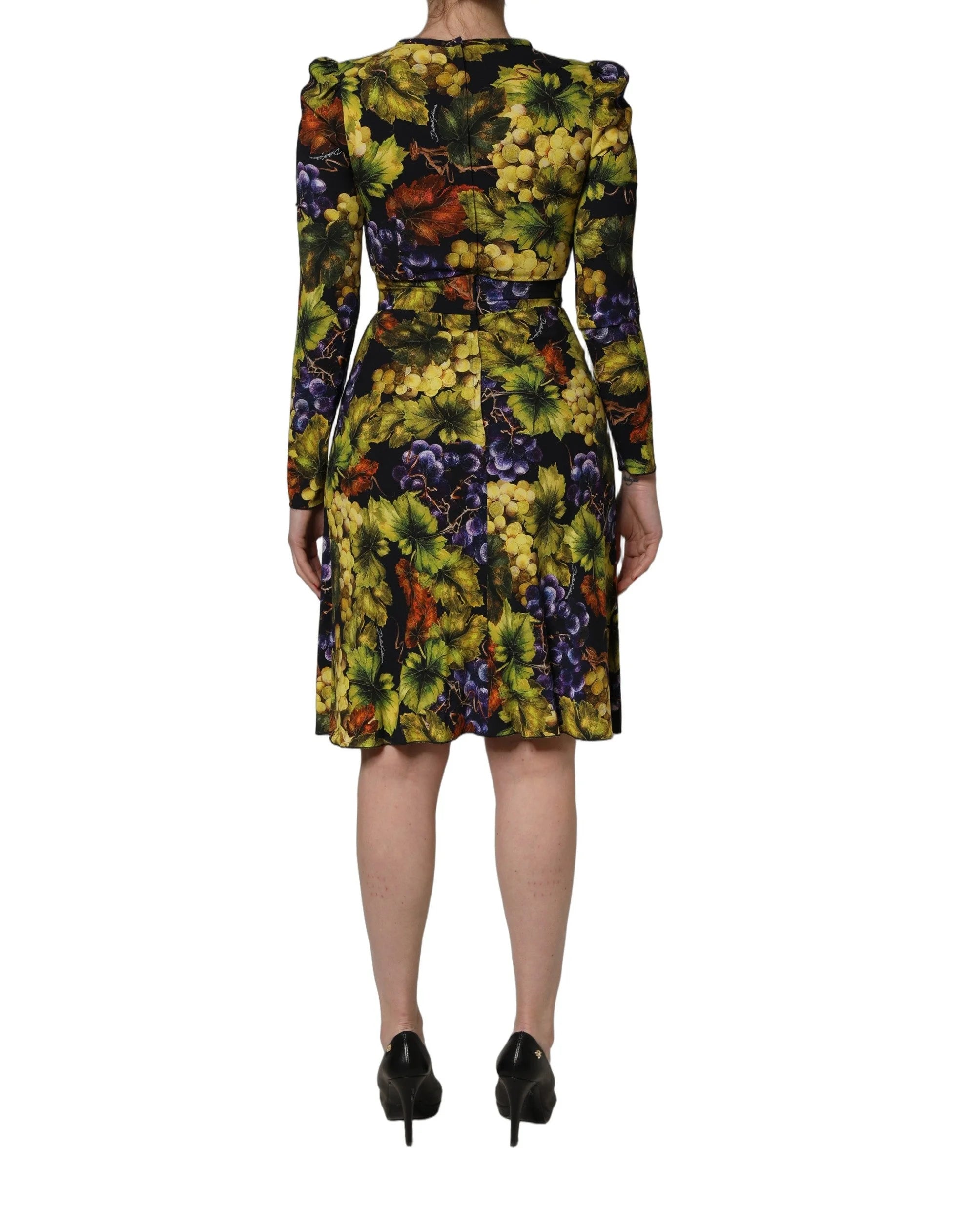 Dolce & Gabbana Multicolor Grape Print LongSleeve Midi Dress - IT38 | XS