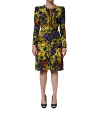 Dolce & Gabbana Multicolor Grape Print LongSleeve Midi Dress - IT38 | XS