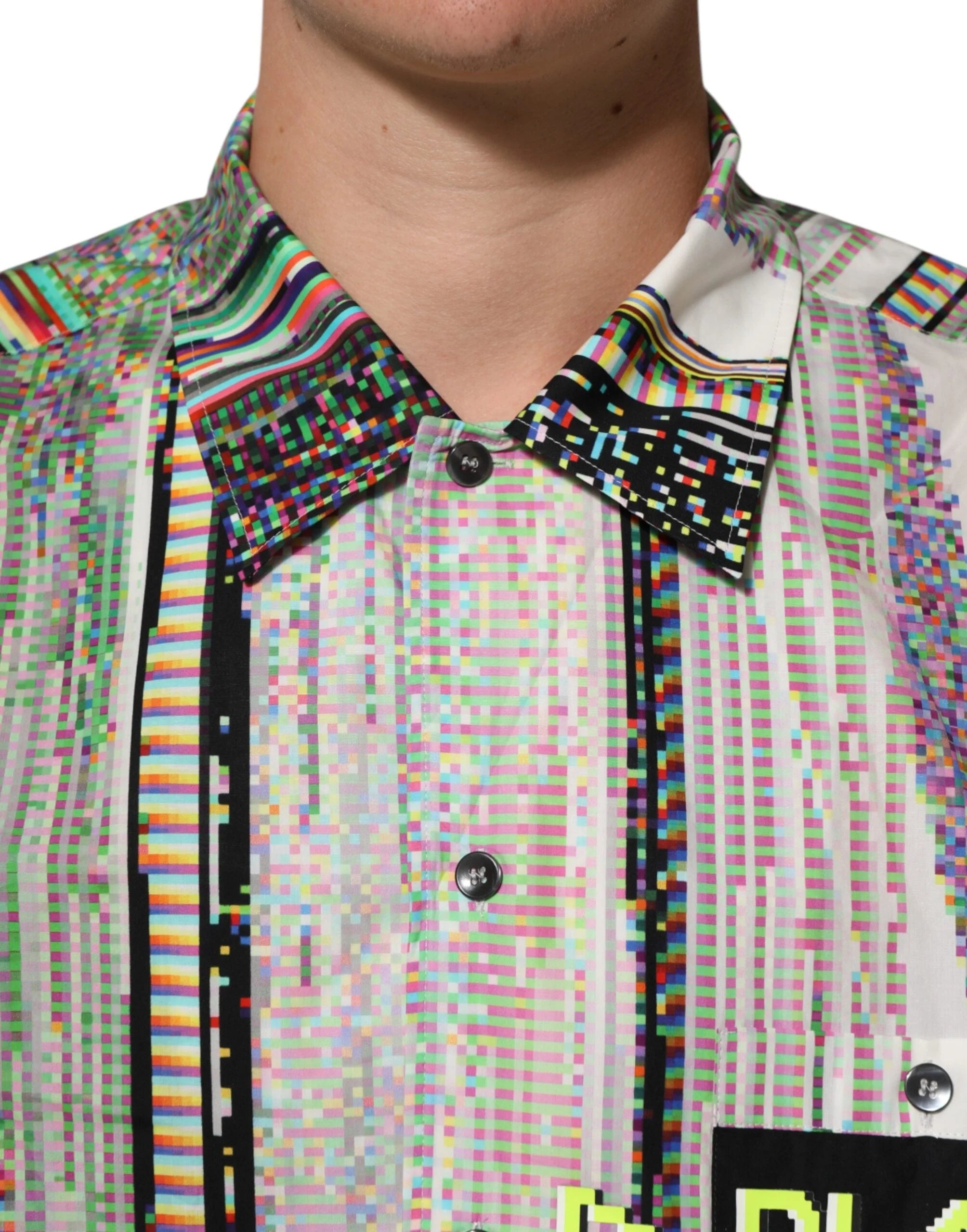 Dolce & Gabbana Multicolor Graphic Collared Casual Shirt - IT42 | XL - Shirts