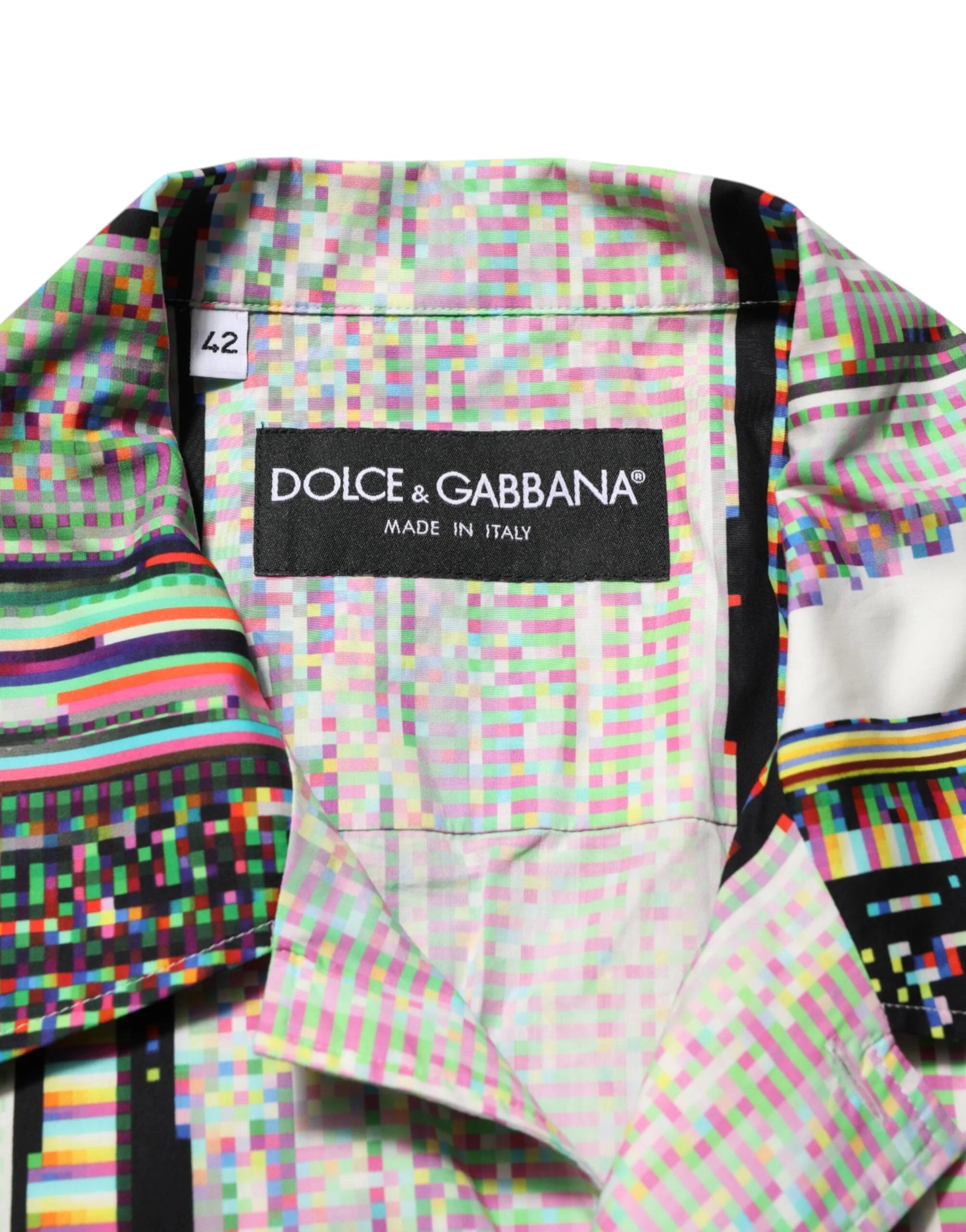 Dolce & Gabbana Multicolor Graphic Collared Casual Shirt - IT42 | XL - Shirts