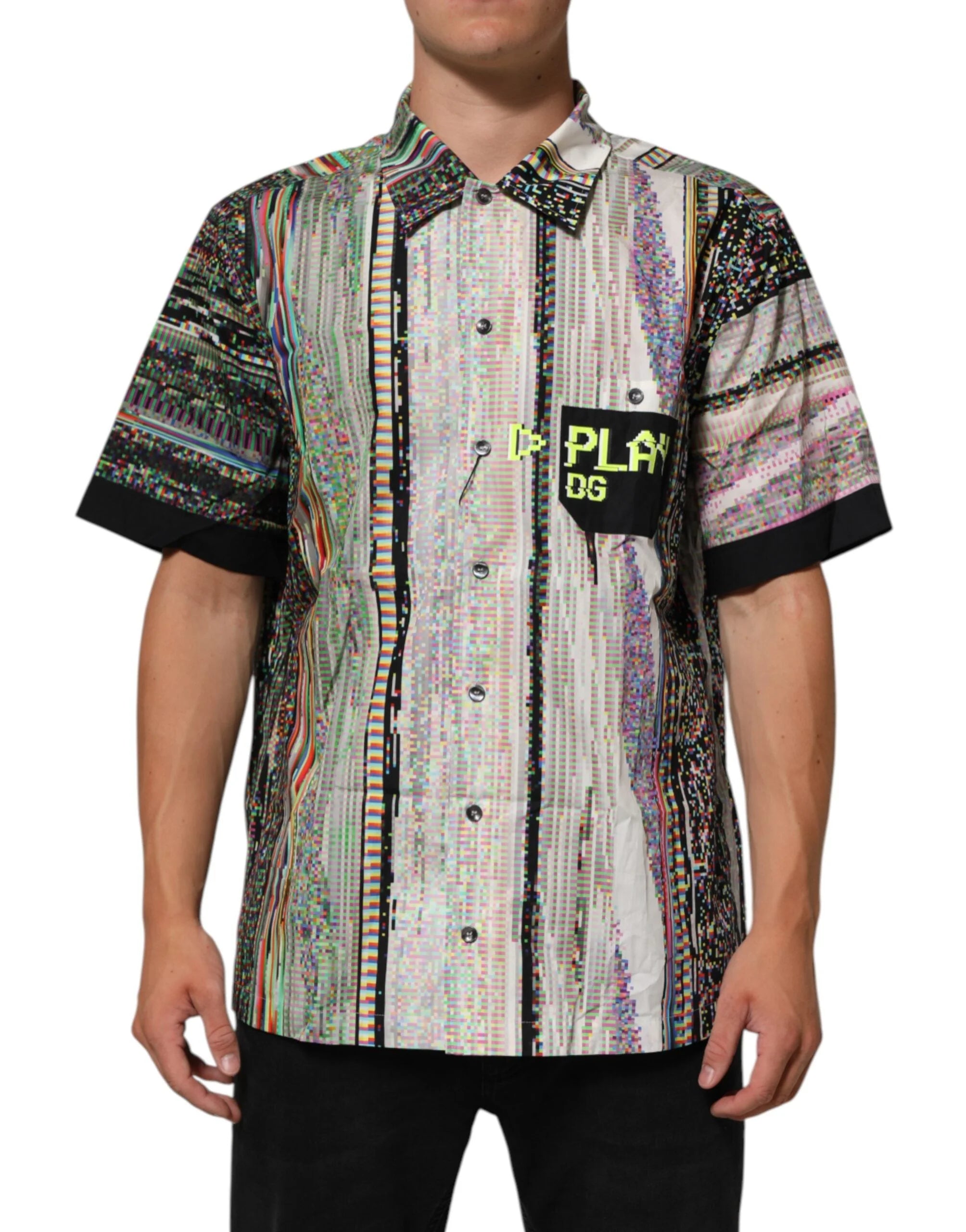 Dolce & Gabbana Multicolor Graphic Collared Casual Shirt - IT42 | XL