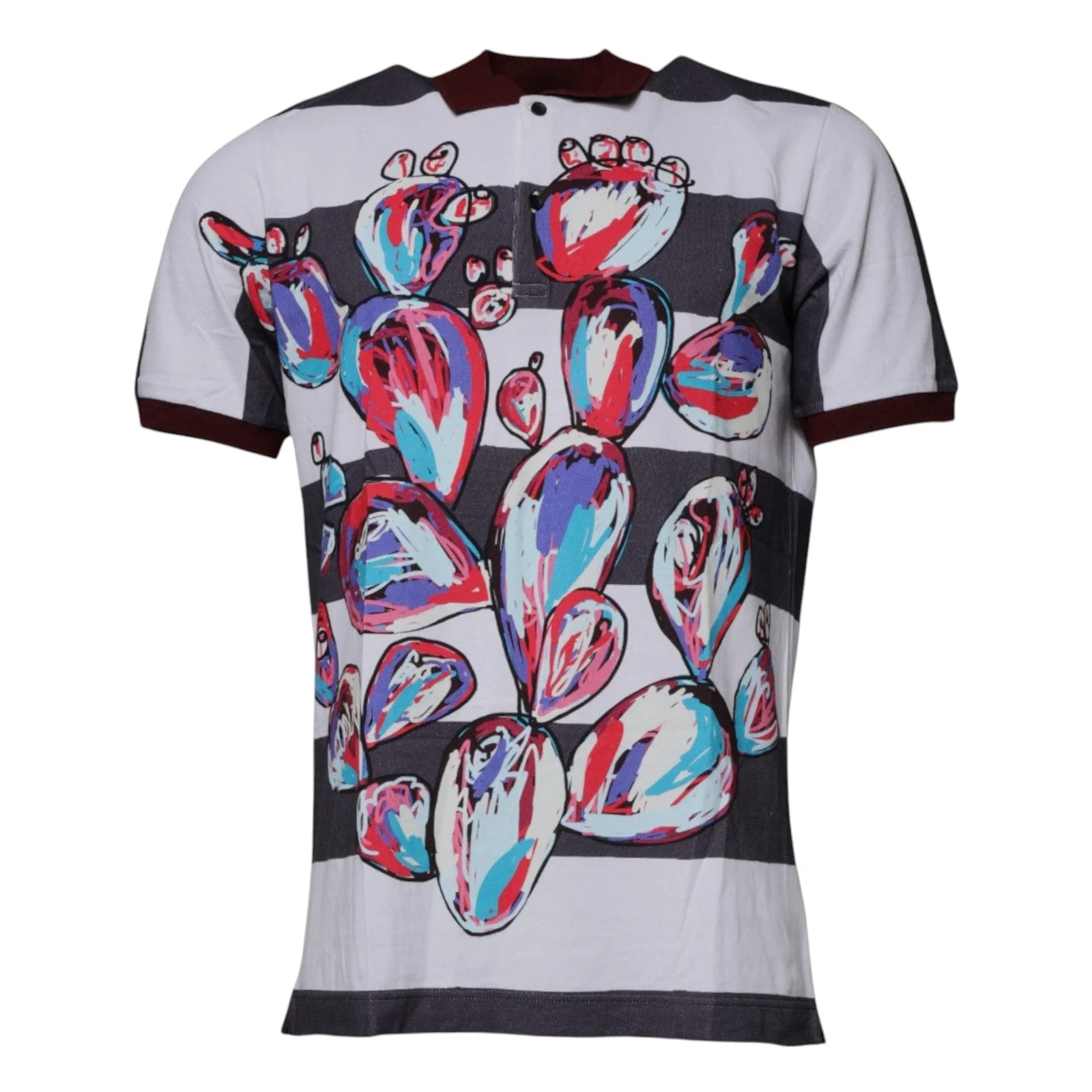 Dolce & Gabbana Multicolor Graphic Collared Polo T-shirt - IT52 | XL - Polos