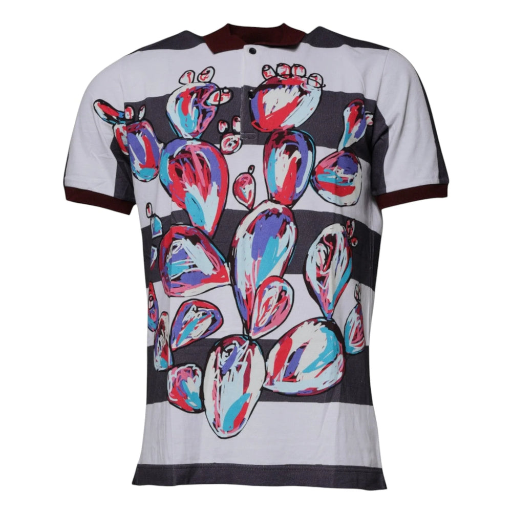 Dolce & Gabbana Multicolor Graphic Collared Polo T-shirt - IT52 | XL - Polos