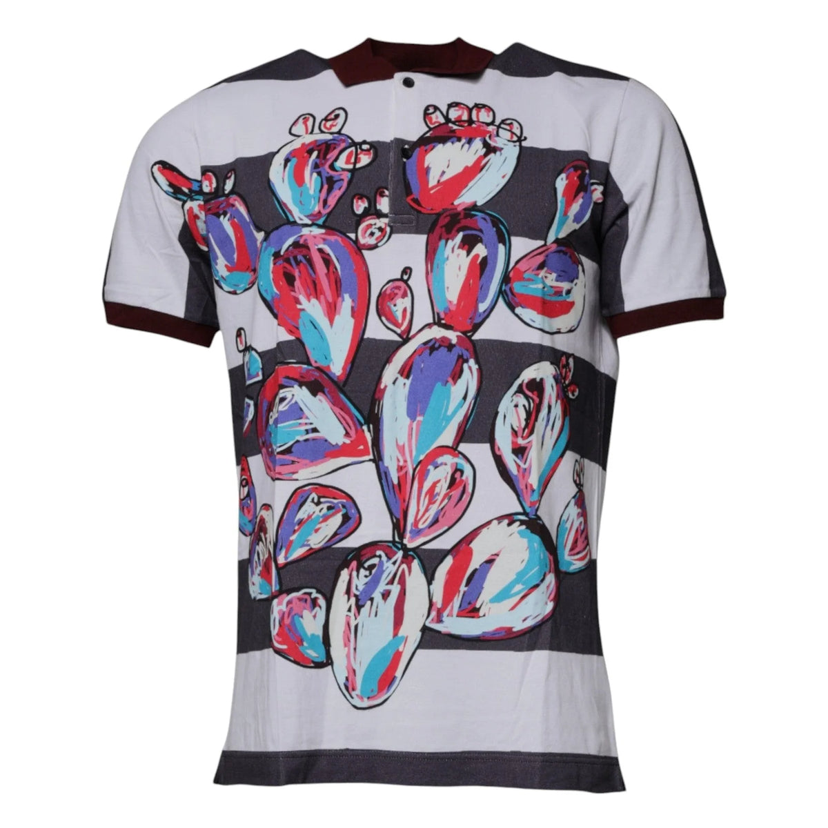 Dolce & Gabbana Multicolor Graphic Collared Polo T-shirt - IT52 | XL - Polos