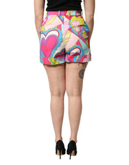Dolce & Gabbana Multicolor Graphic High Waist Bermuda Shorts