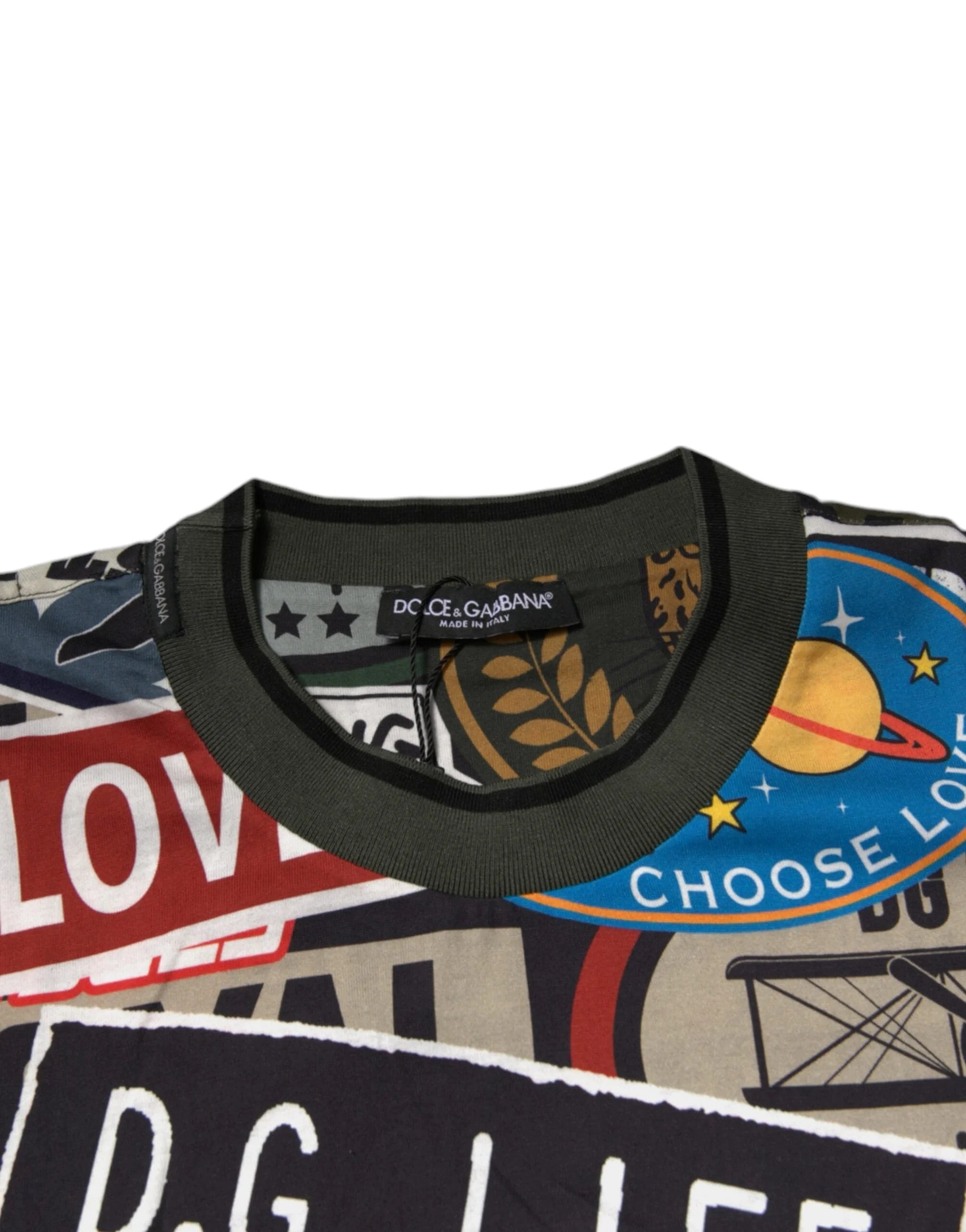 Dolce & Gabbana Multicolor Graphic Print Cotton Crew Neck T-shirt - T-Shirts