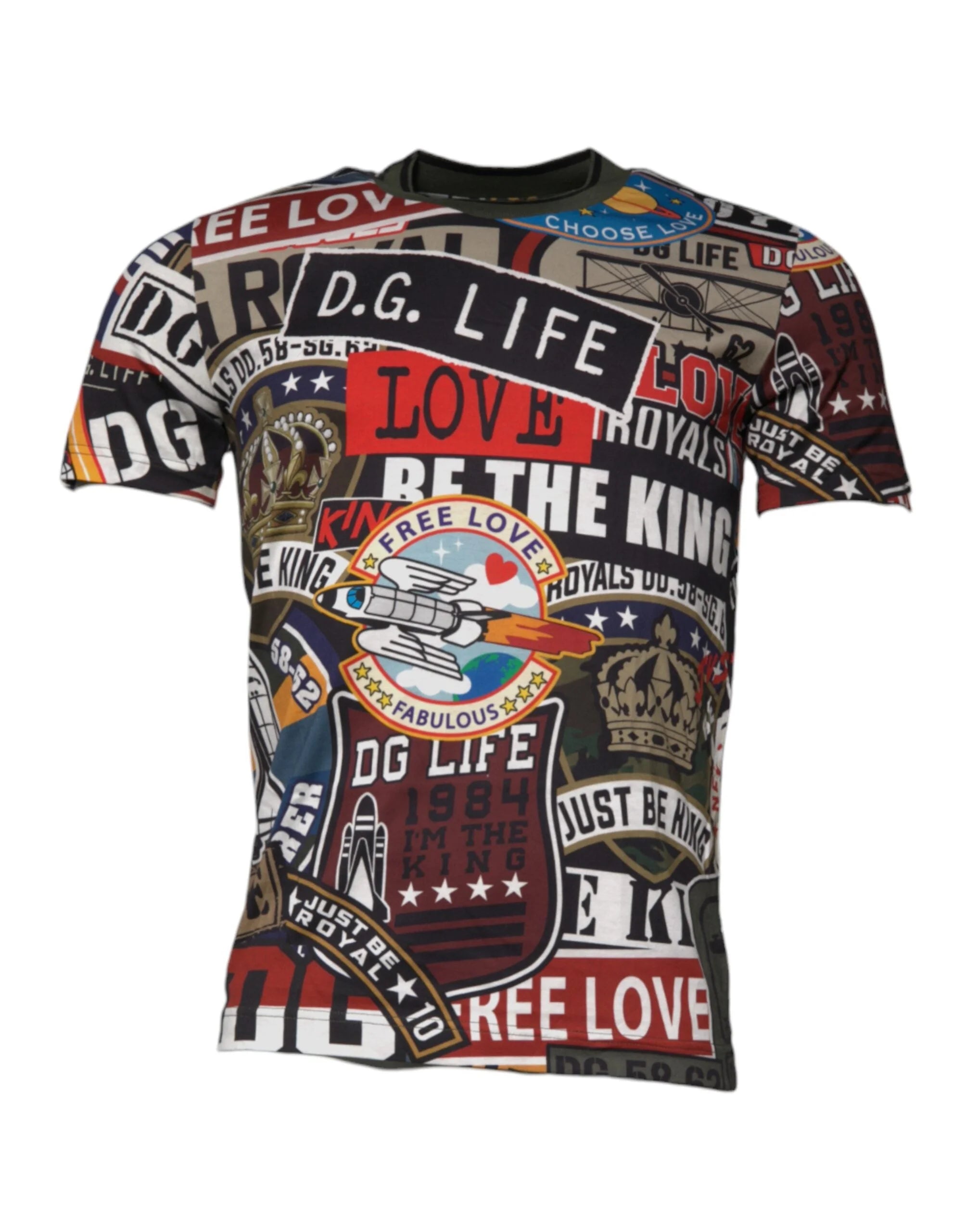 Dolce & Gabbana Multicolor Graphic Print Cotton Crew Neck T-shirt - T-Shirts