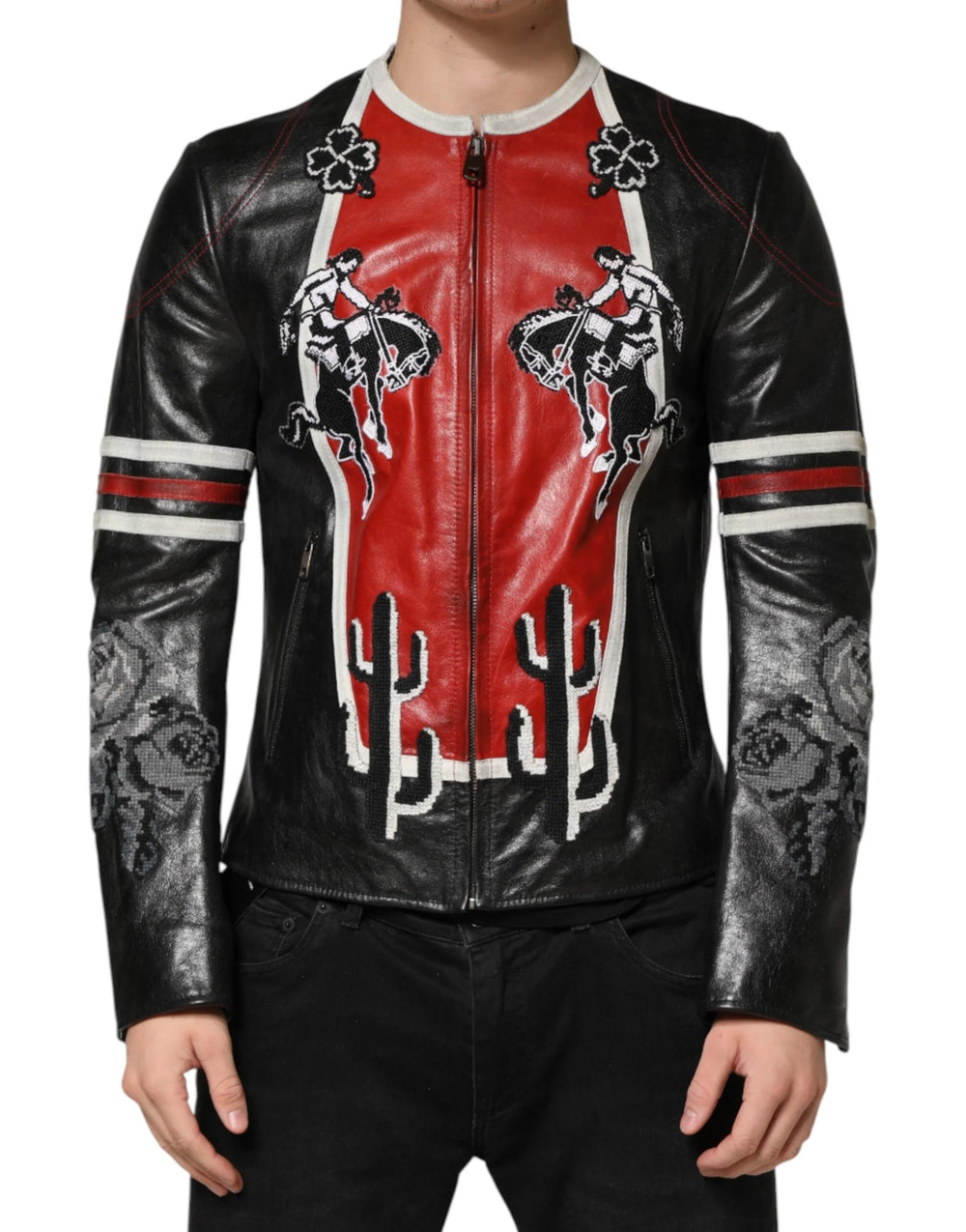 Dolce & Gabbana Multicolor Guns n’ Roses Full Zip Men Biker Jacket - IT50 | L