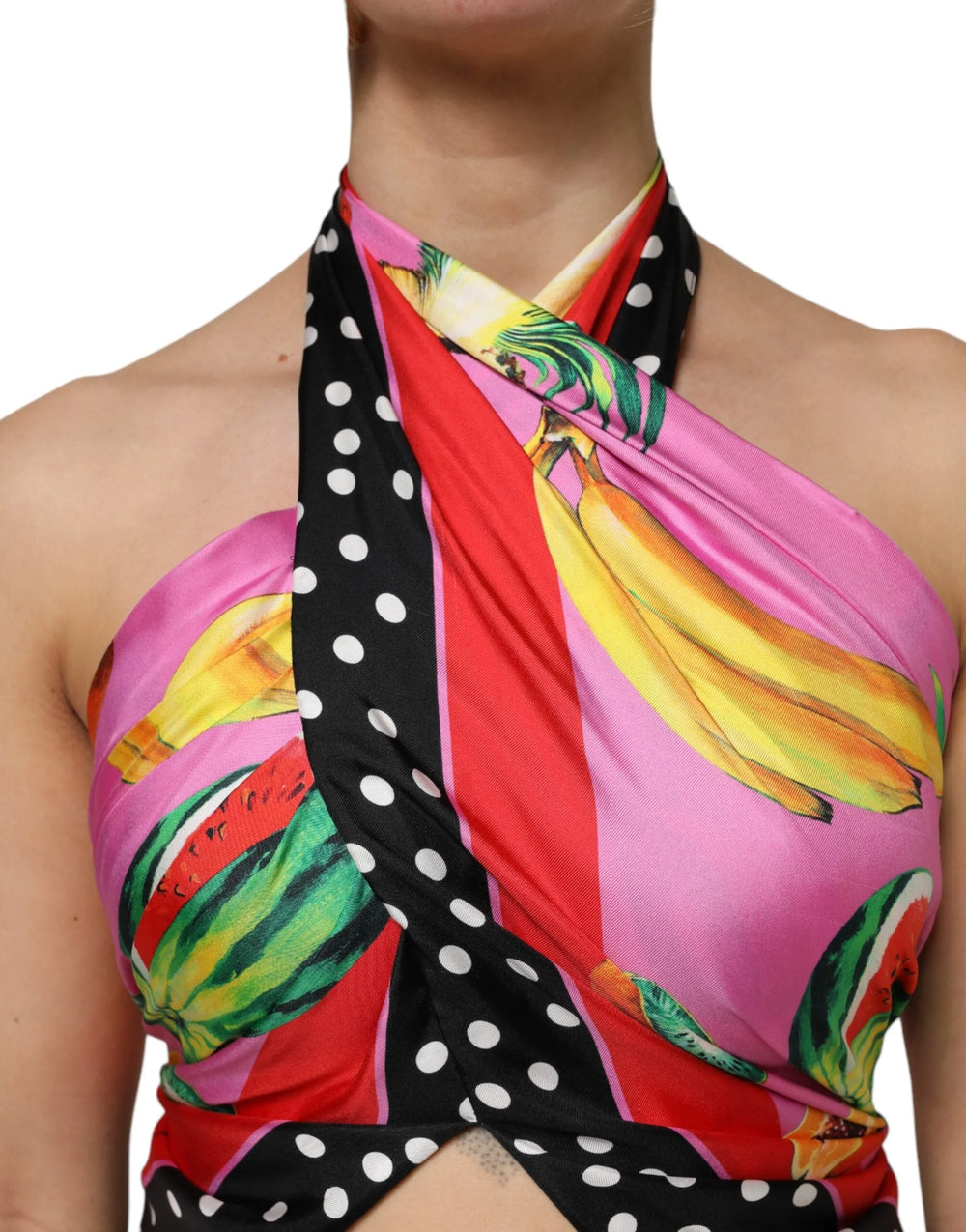 Dolce & Gabbana Multicolor Halter Party Evening Cropped Top - IT40|S - Tank Tops
