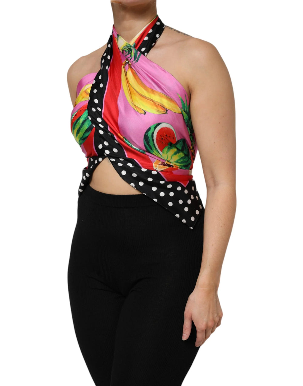 Dolce & Gabbana Multicolor Halter Party Evening Cropped Top - IT40|S - Tank Tops