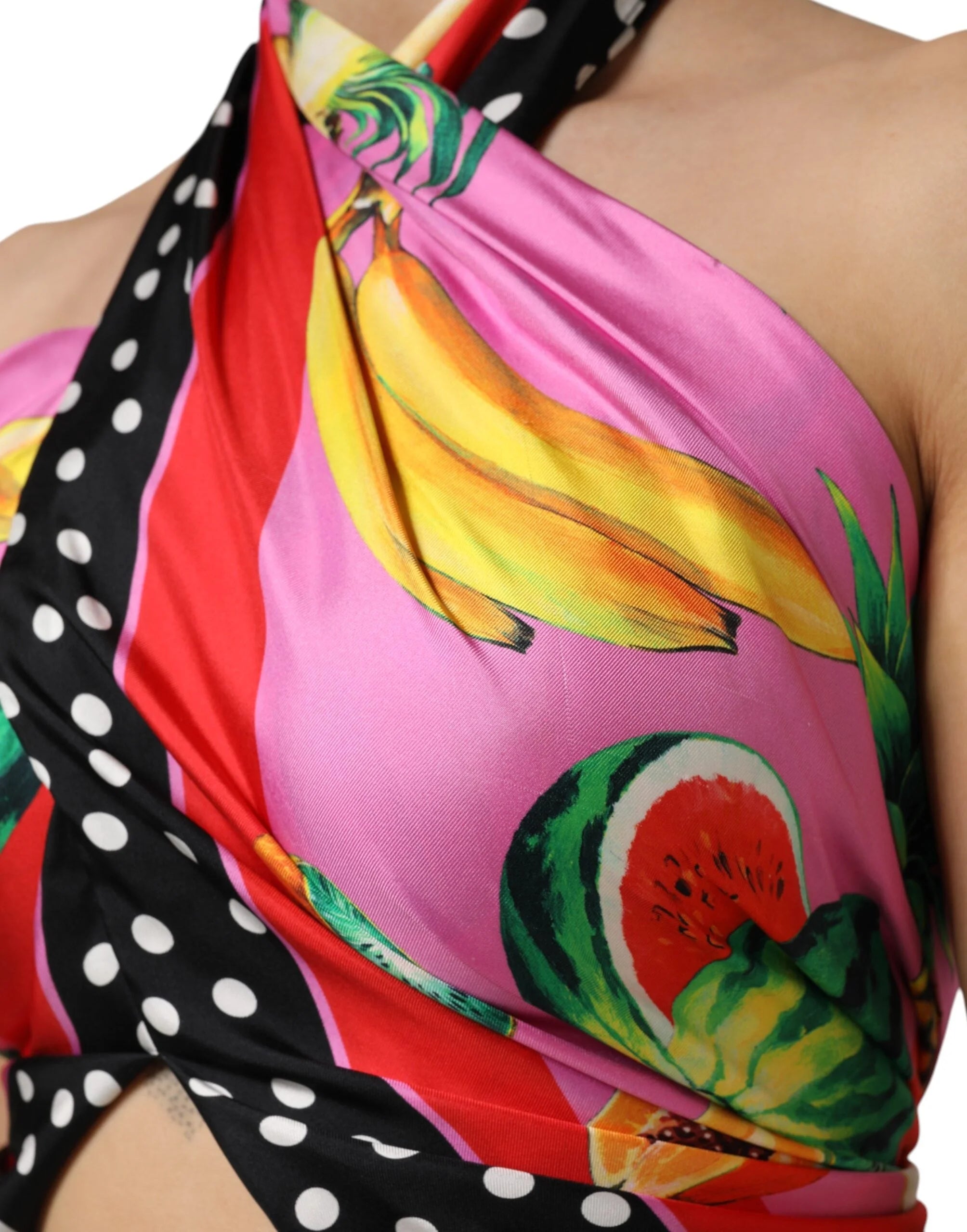 Dolce & Gabbana Multicolor Halter Party Evening Cropped Top - IT40|S - Tank Tops