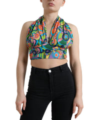 Dolce & Gabbana Multicolor Halter Sleeveless Cropped Tank Top - IT40|S - Tank Tops