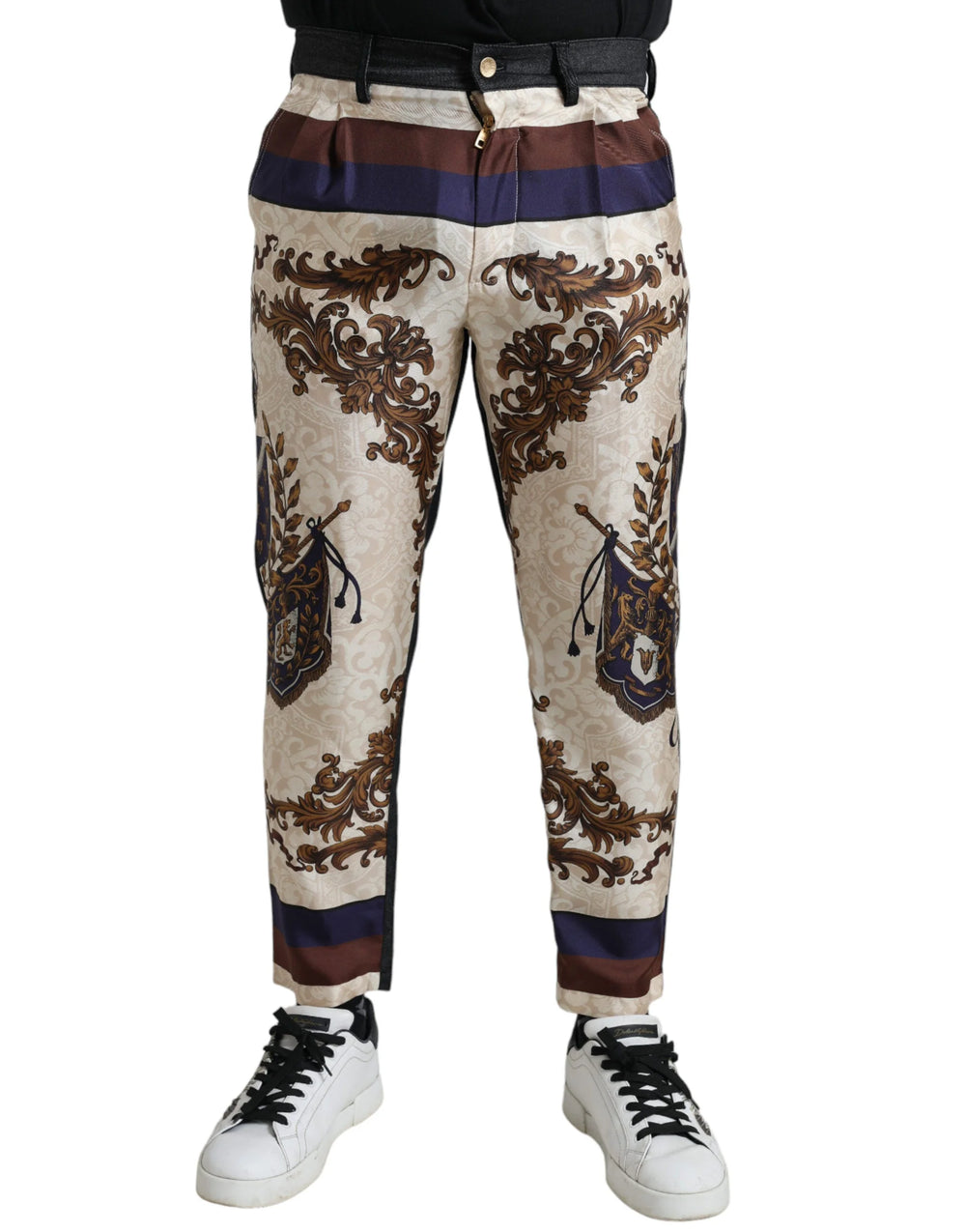 Dolce & Gabbana Multicolor Heraldic Skinny Men Pants - IT48 | M - Trousers