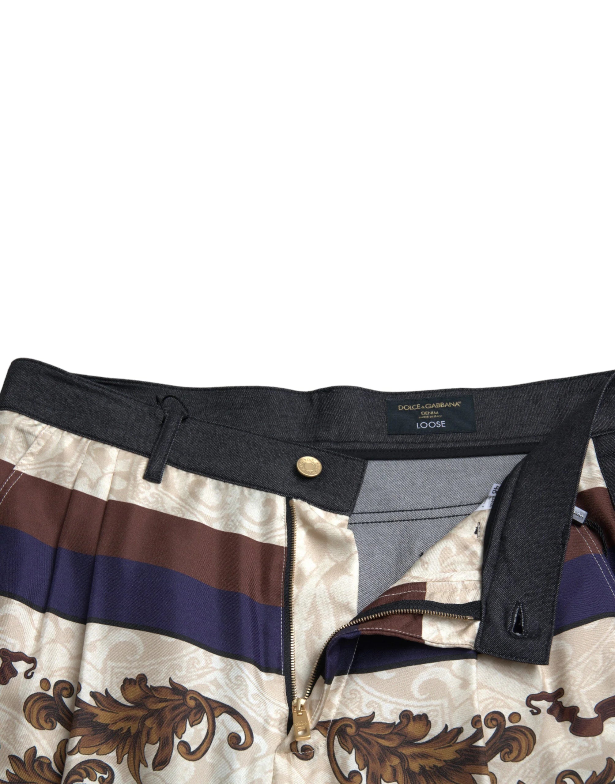 Dolce & Gabbana Multicolor Heraldic Skinny Men Pants - IT48 | M - Trousers