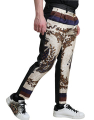 Dolce & Gabbana Multicolor Heraldic Skinny Men Pants - IT48 | M - Trousers