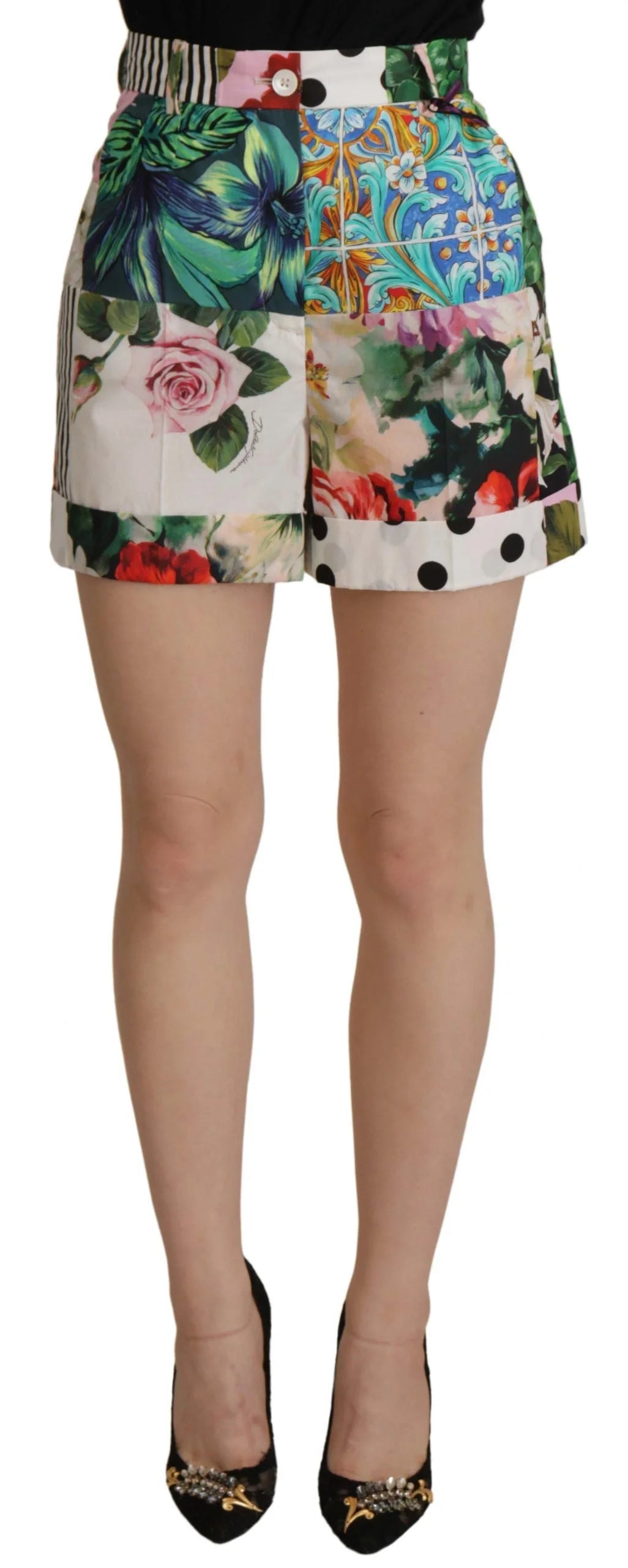 Dolce & Gabbana Multicolor High Waist Hot Pants Shorts - IT36 | XS - Short Trousers
