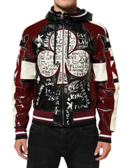 Dolce & Gabbana Multicolor Hooded Leather DG King Men Biker Jacket - IT50 | L - Coats & Jackets