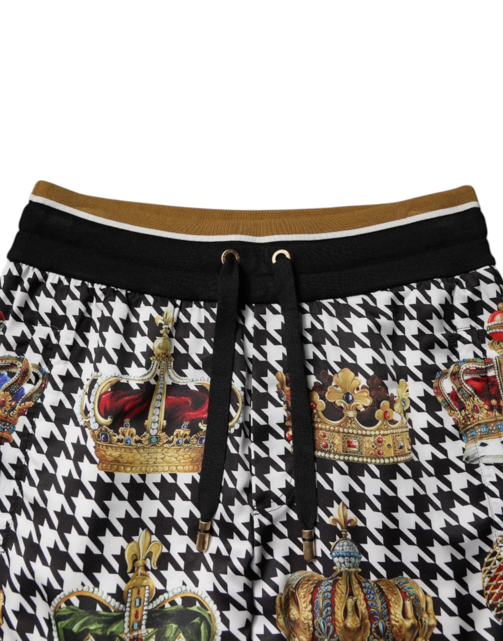 Dolce & Gabbana Multicolor Houndstooth Crown Men Sweatpants Pants - Sweatpants