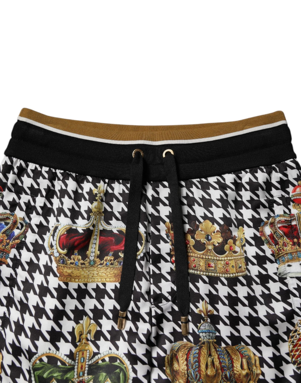 Dolce & Gabbana Multicolor Houndstooth Crown Men Sweatpants Pants - Sweatpants
