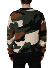 Dolce & Gabbana Multicolor Intarsia Knit Camouflage Pullover Sweater - IT46 | S