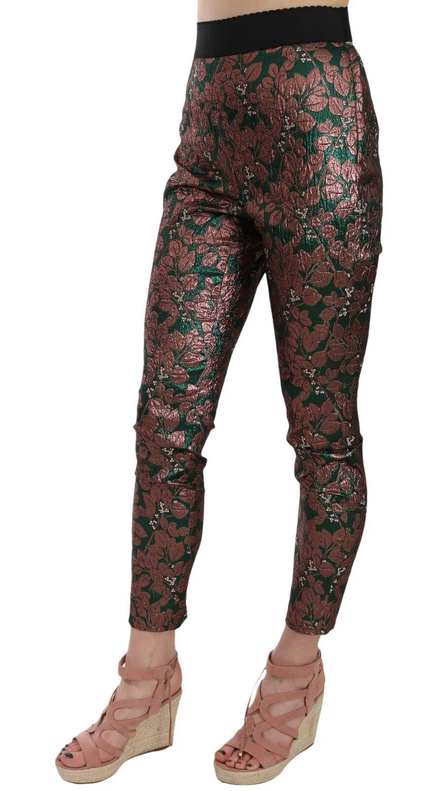 Dolce & Gabbana Multicolor Iridescent Brocade Jacquard Trousers Crop Pants - Trousers