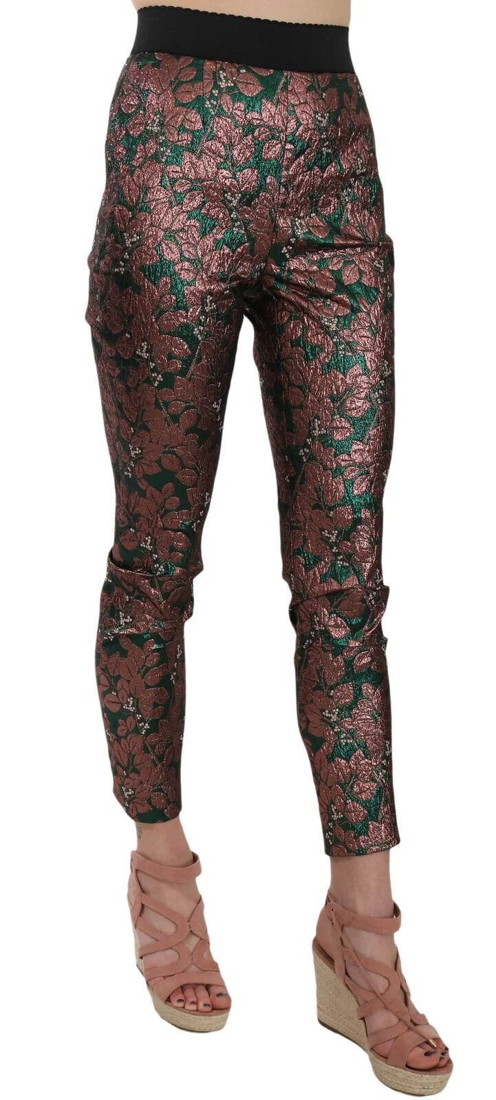 Dolce & Gabbana Multicolor Iridescent Brocade Jacquard Trousers Crop Pants - Trousers