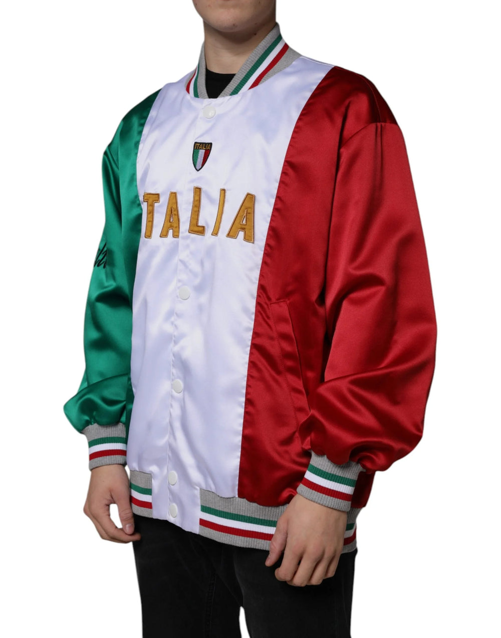Dolce & Gabbana Multicolor Italia Button Down Bomber Jacket - Bomber Jackets