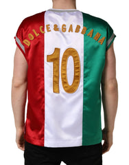 Dolce & Gabbana Multicolor Italia DG Logo Satin Tank T-shirt