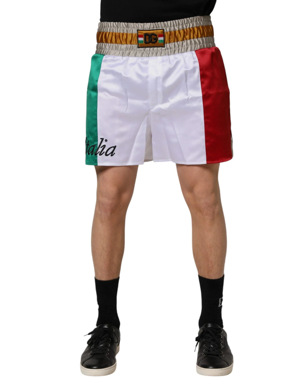 Dolce & Gabbana Multicolor Italia Polyester Bermuda Shorts - IT44 | XS