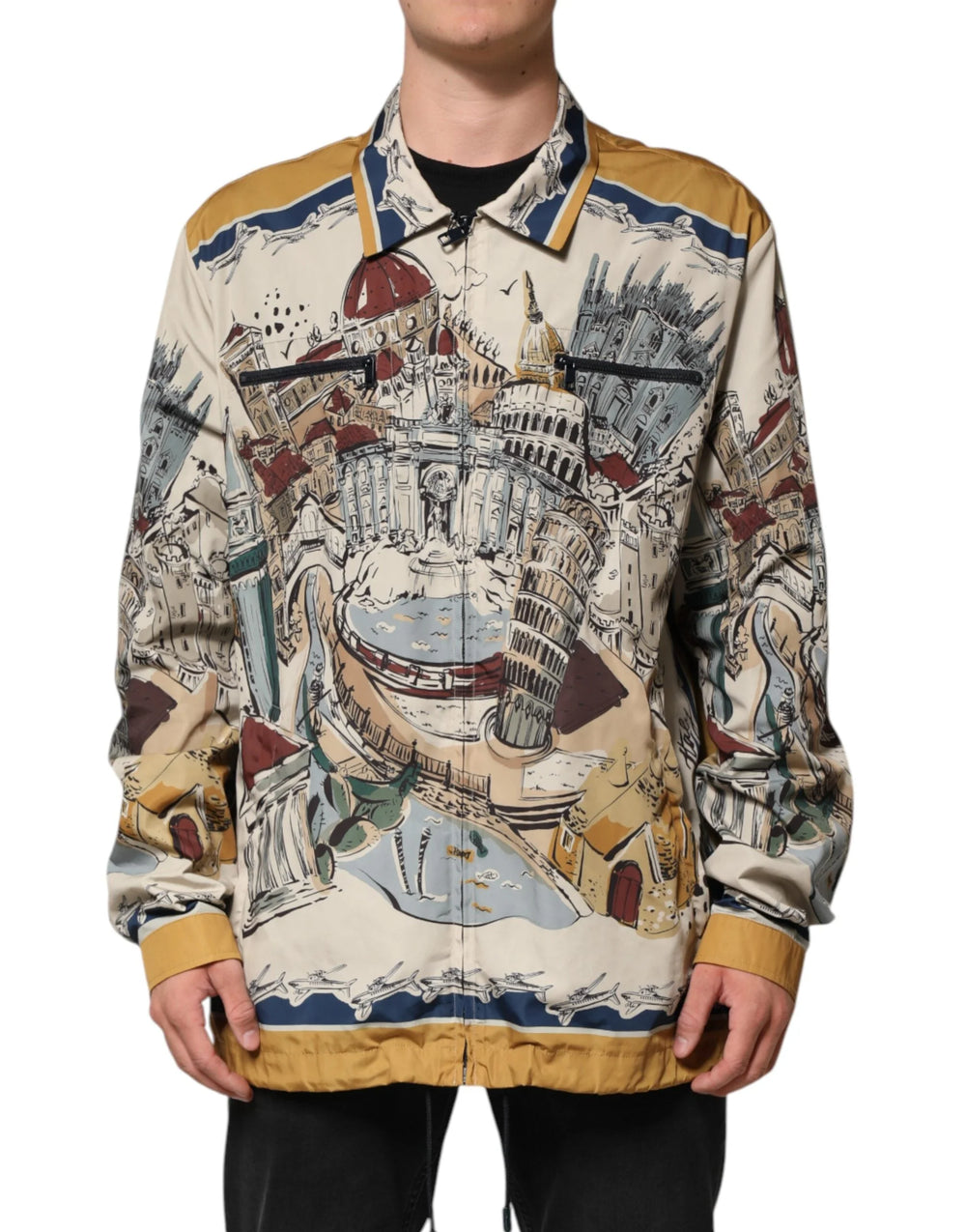Dolce & Gabbana Multicolor Italian Motif Men Bomber Jacket - IT56 | XXL - Bomber Jackets
