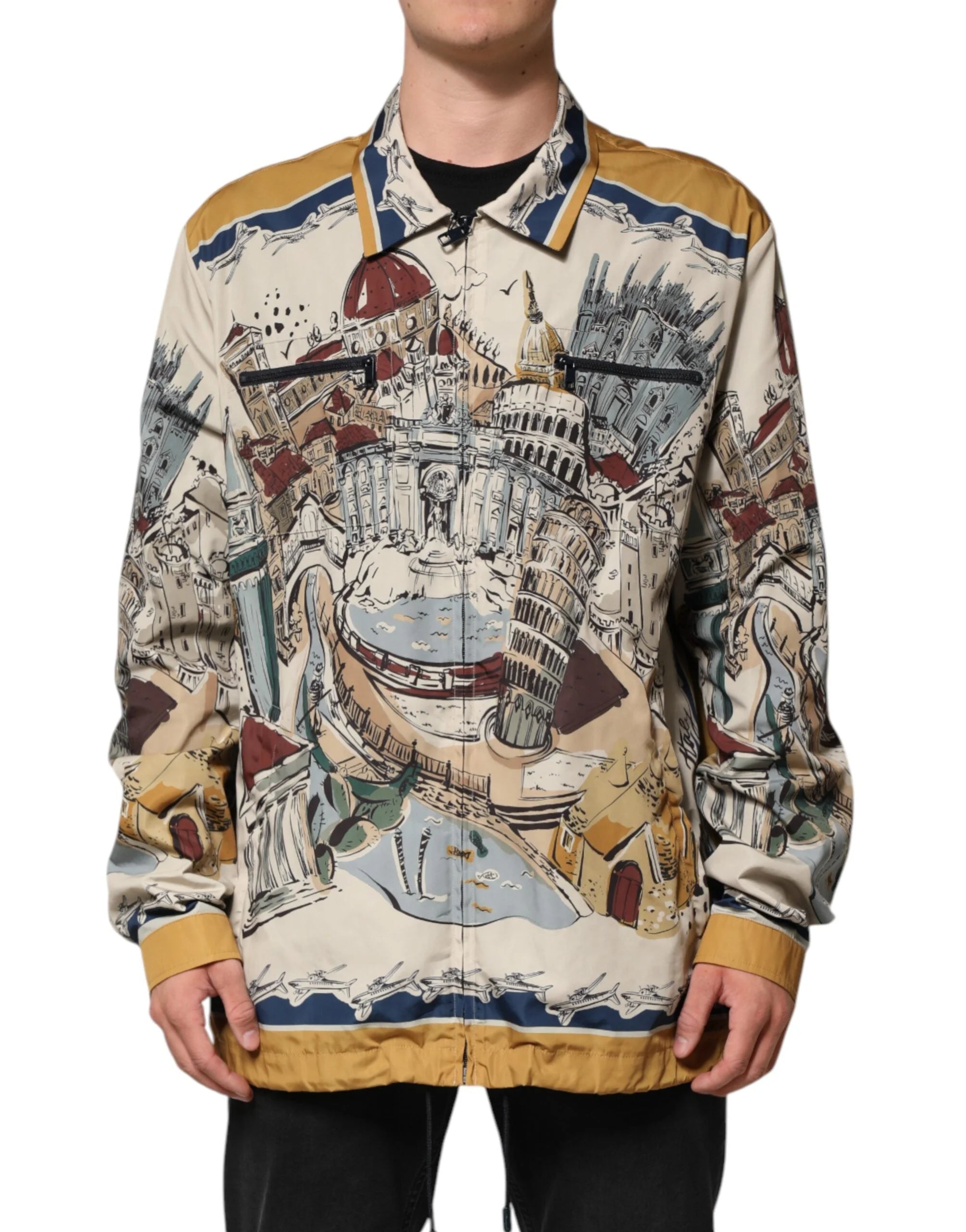 Dolce & Gabbana Multicolor Italian Motif Men Bomber Jacket - IT56 | XXL - Bomber Jackets
