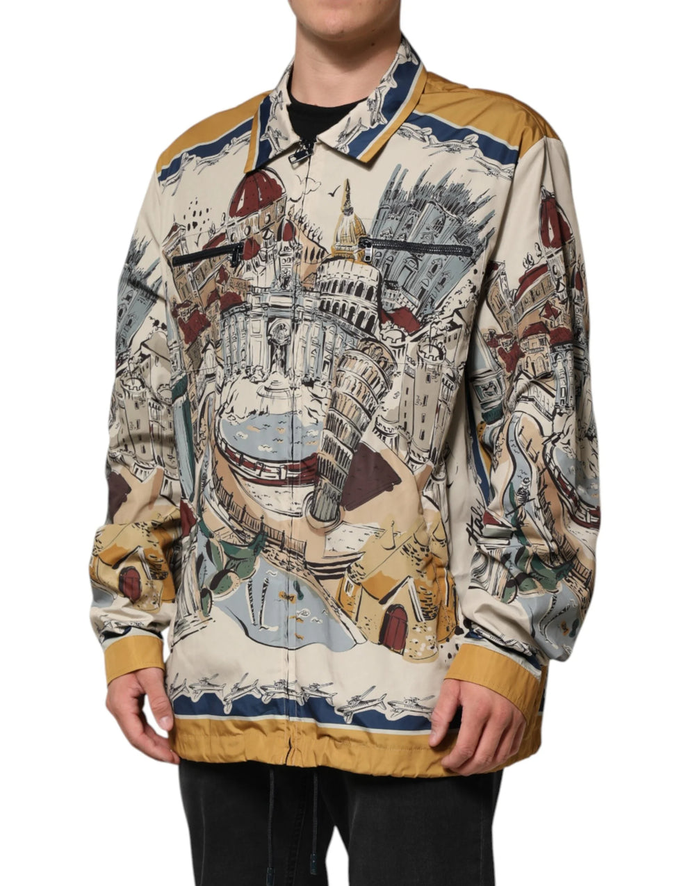 Dolce & Gabbana Multicolor Italian Motif Men Bomber Jacket - IT56 | XXL - Bomber Jackets