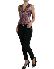 Dolce & Gabbana Multicolor Jacquard Button Waistcoat Vest Top - IT40|S - Vests