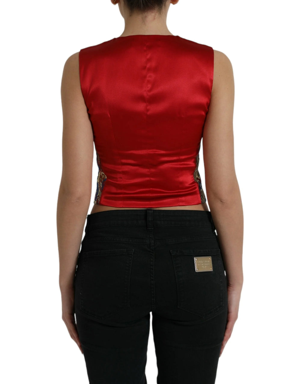Dolce & Gabbana Multicolor Jacquard Button Waistcoat Vest Top - IT40|S - Vests