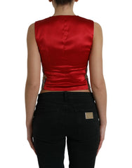 Dolce & Gabbana Multicolor Jacquard Button Waistcoat Vest Top - IT40|S - Vests