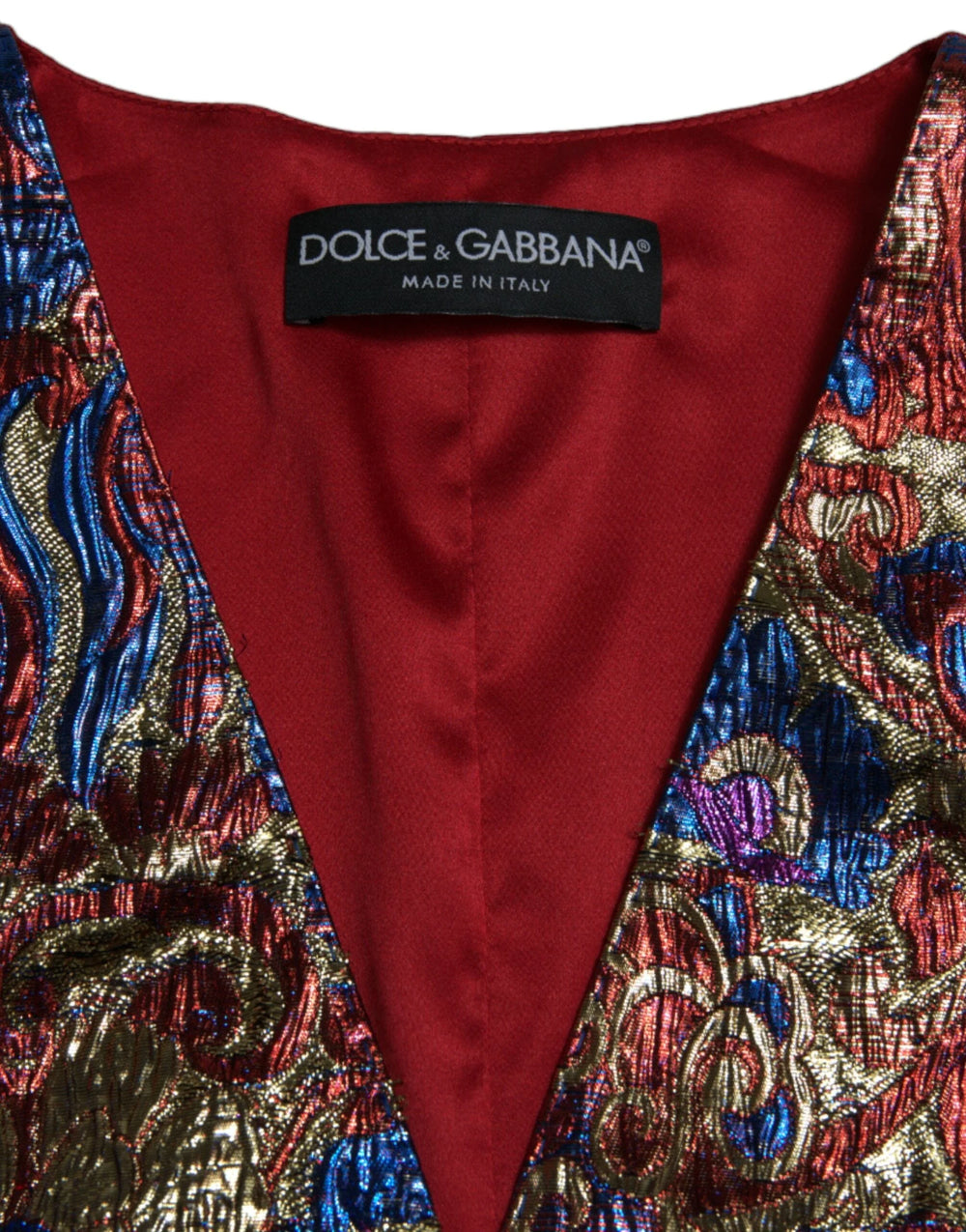 Dolce & Gabbana Multicolor Jacquard Button Waistcoat Vest Top - IT40|S - Vests