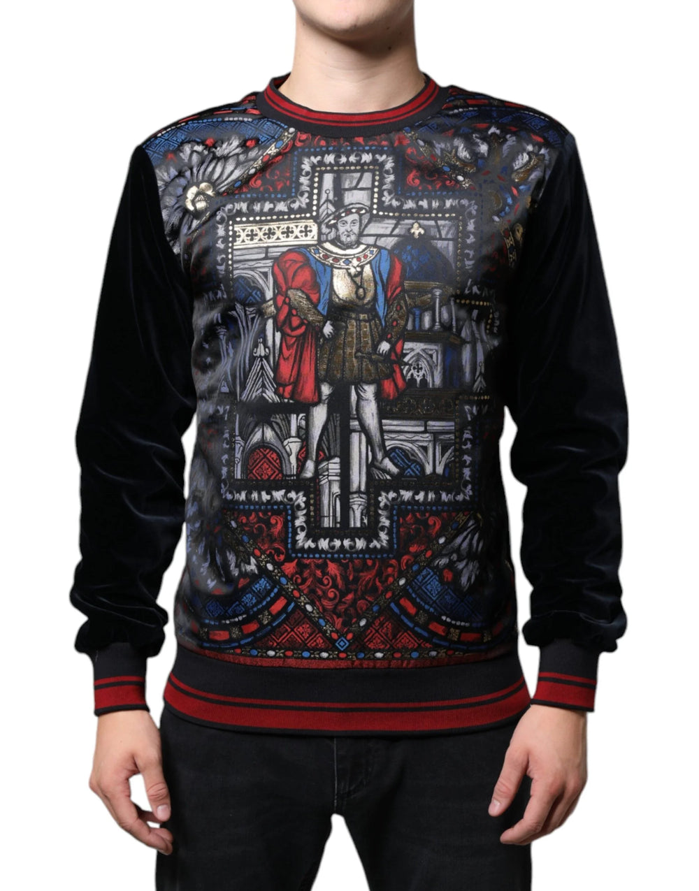 Dolce & Gabbana Multicolor Jacquard Crew Neck Sweatshirt Sweater - IT44 | XS - Sweatshirts