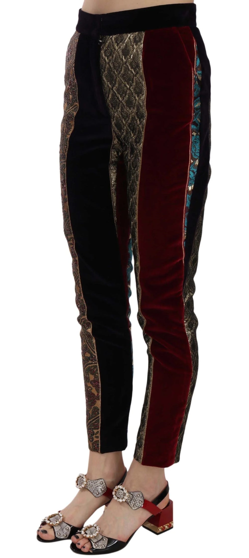 Dolce & Gabbana Multicolor Jacquard Cropped Tapered Pants - IT38|XS - Trousers