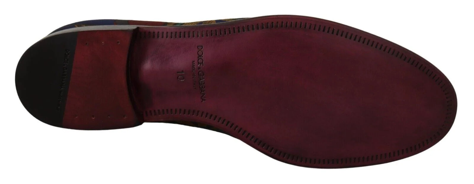 Dolce & Gabbana Multicolor Jacquard Crown Slippers Loafers Shoes - Flats