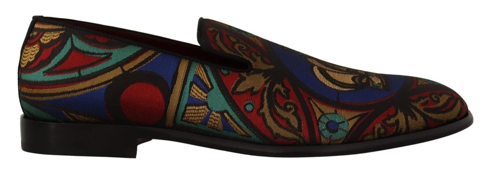 Dolce & Gabbana Multicolor Jacquard Crown Slippers Loafers Shoes - Flats
