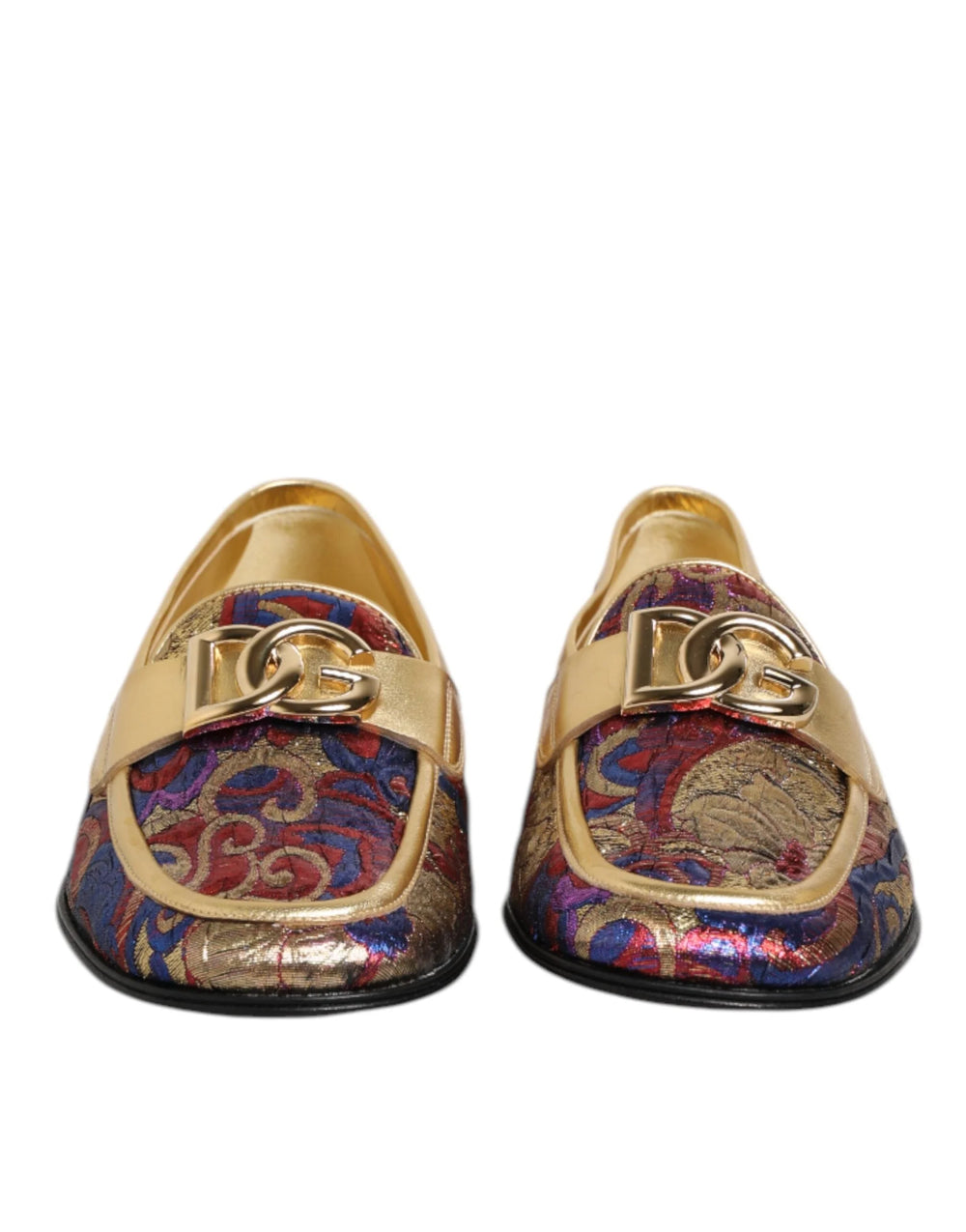 Dolce & Gabbana Multicolor Jacquard Gold DG Logo Loafer Shoes - EU39/US6 - Flats