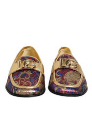 Dolce & Gabbana Multicolor Jacquard Gold DG Logo Loafer Shoes - EU39/US6 - Flats