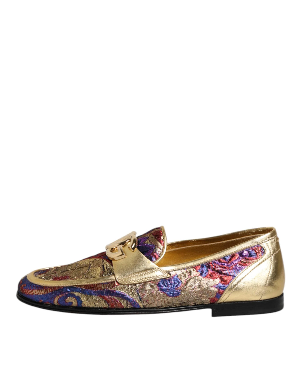 Dolce & Gabbana Multicolor Jacquard Gold DG Logo Loafer Shoes - EU39/US6 - Flats