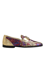 Dolce & Gabbana Multicolor Jacquard Gold DG Logo Loafer Shoes - EU39/US6 - Flats