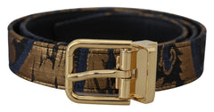 Dolce & Gabbana Multicolor Jacquard Leather Logo Buckle Belt - 75 cm / 29,5 Inches - Belts